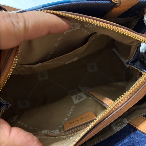 Anne Klein Navy and Tan Satchel - Picture 9 of 14
